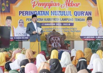 Dalam Rangka Peringati Nuzulul Qur’an 17 Ramadhan 1443 H, Pemkab Lamteng Menggelar Pengajian Akbar