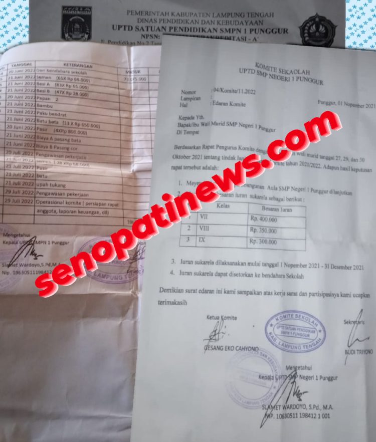 Orang Tua Siswa Keluhkan Dugaan Pungli Tarikan Komite Pembangunan GSG di SMP 1 Punggur