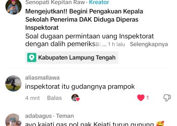 Komentar Pedas Netizen Tanggapi Permintaan Upeti Inspektorat Lamteng, “Itu Gudangnya Perampok”