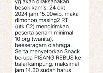 Beredar Pesan WhatsApp Ajakan Senam Bersama Buk Camat dan Yuniar, Begini Bunyinya?