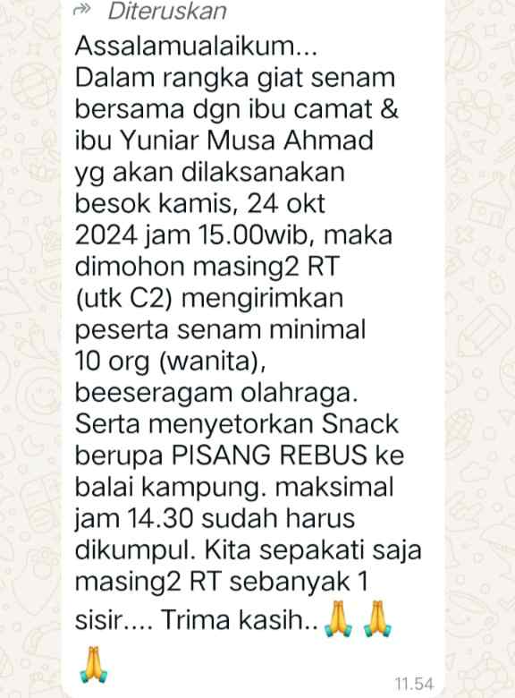 Beredar Pesan WhatsApp Ajakan Senam Bersama Buk Camat dan Yuniar, Begini Bunyinya?