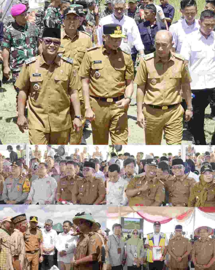 Lamteng Jadi Pusat Panen Raya 14 Provinsi di Indonesia, Bupati Ardito Sampaikan Persoalan Debit Air dan Kerusakan Jaringan Irigasi 
