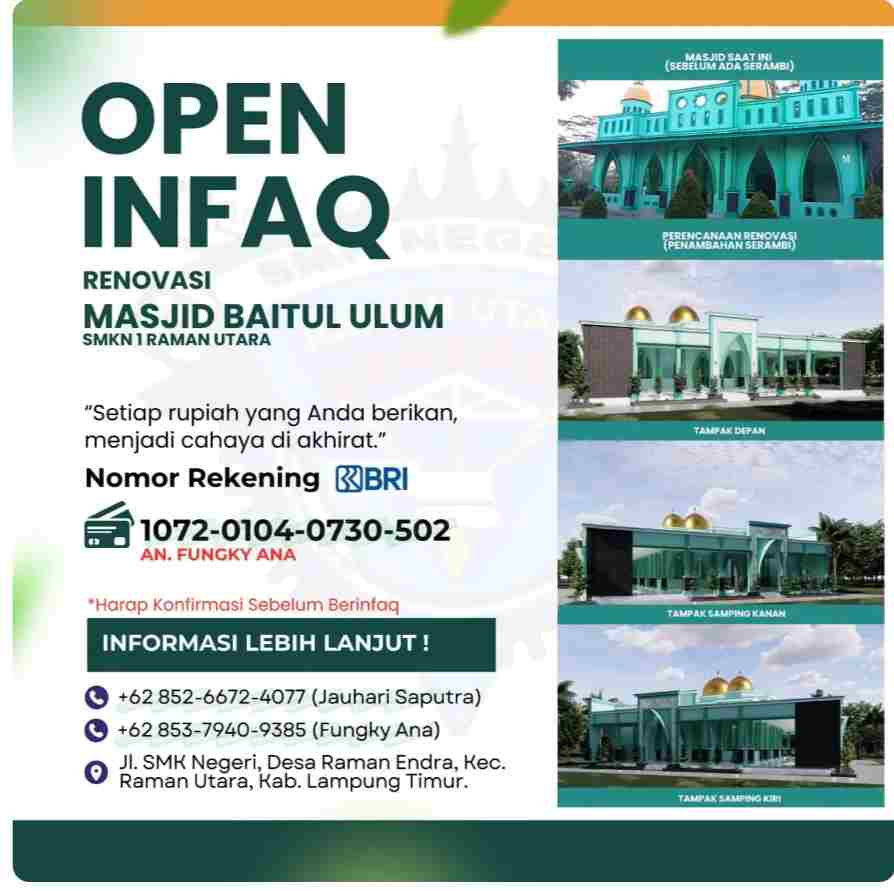 Terkendala Pembangunan Rumah Ibadah, SMKN 1 Raman Utara Harapkan Bantuan Donasi 