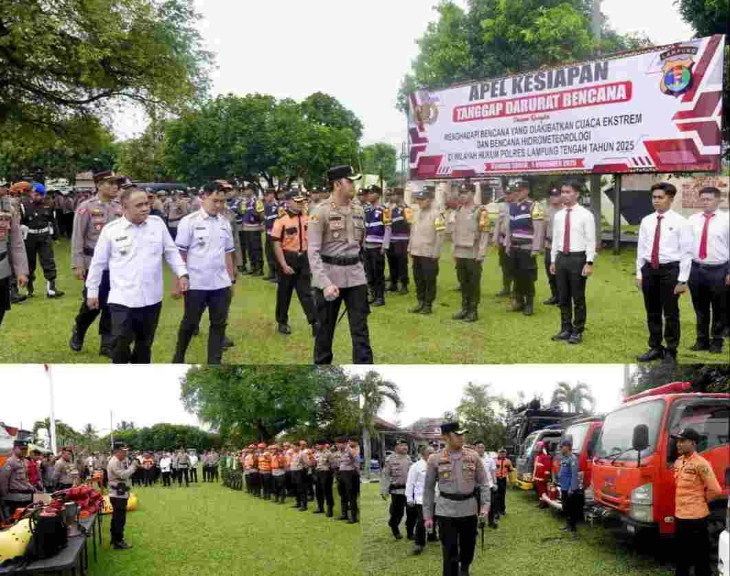 Polres Lampung Tengah Gelar Apel Tanggap Darurat Hadapi Potensi Bencana Alam