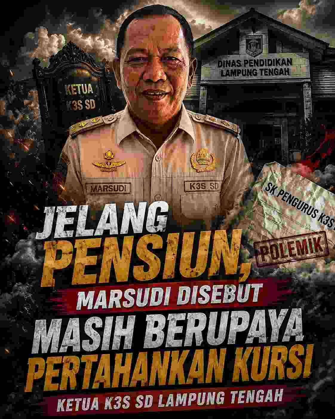 Jelang Pensiun, Marsudi Disebut Masih Berupaya Pertahankan Kursi Ketua K3S SD Lampung Tengah