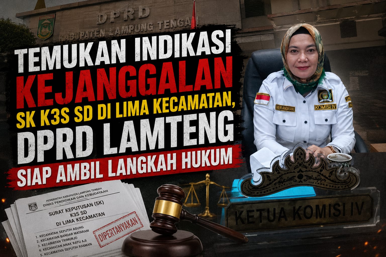 Temukan Indikasi Kejanggalan SK K3S SD di Lima Kecamatan, DPRD Lamteng Siap Ambil Langkah Hukum