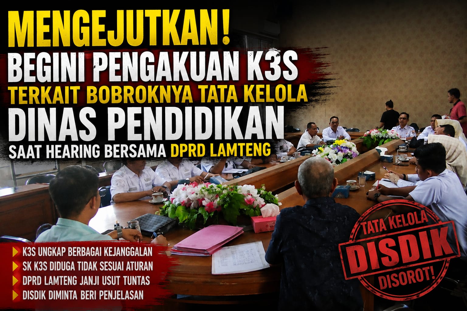 Mengejutkan! Begini Pengakuan K3S SD Terkait Bobroknya Tata Kelola Dinas Pendidikan Saat Hearing Bersama DPRD Lamteng