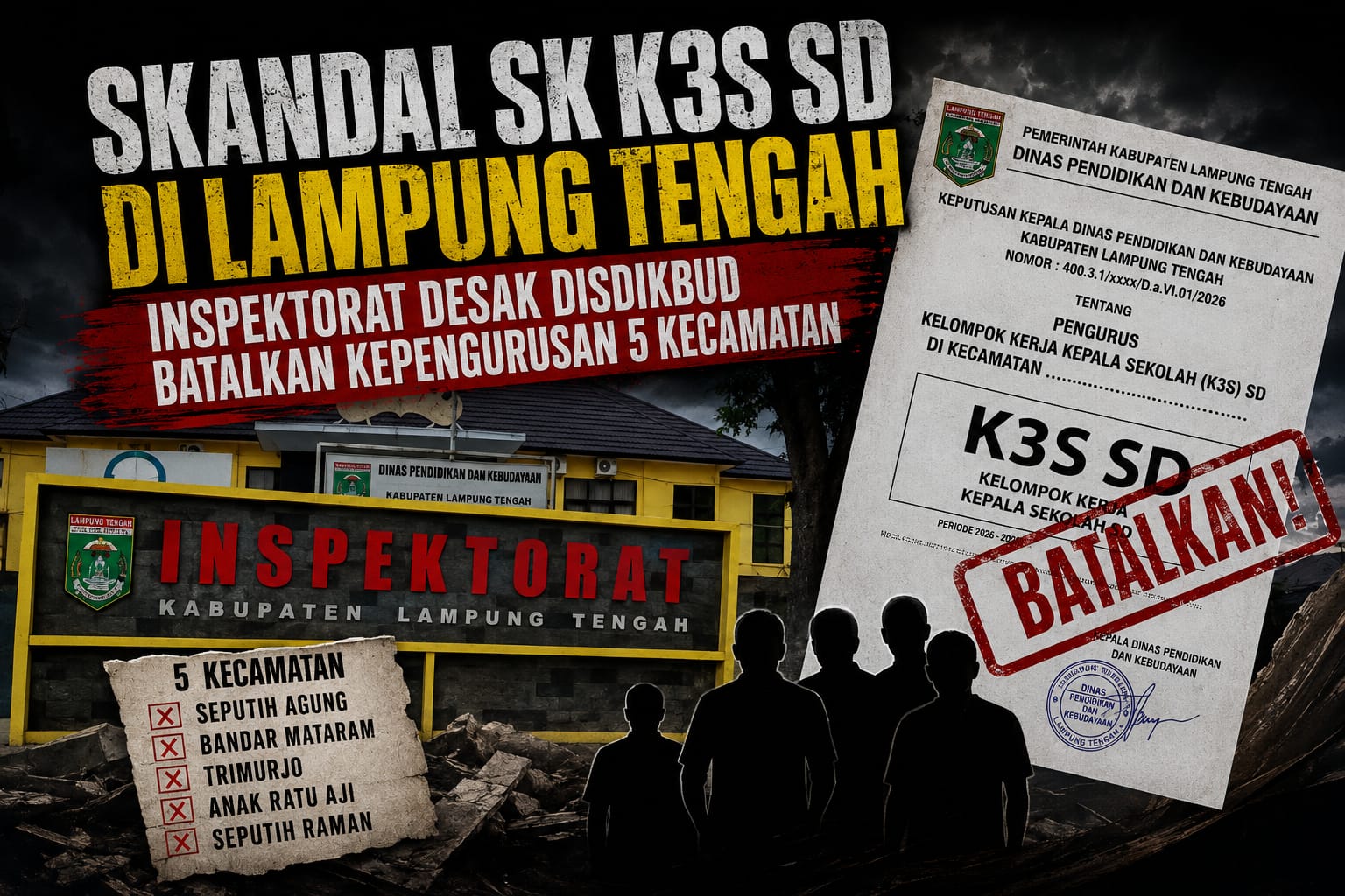 Skandal SK K3S SD di Lampung Tengah: Inspektorat Desak Disdikbud Batalkan Kepengurusan 5 Kecamatan