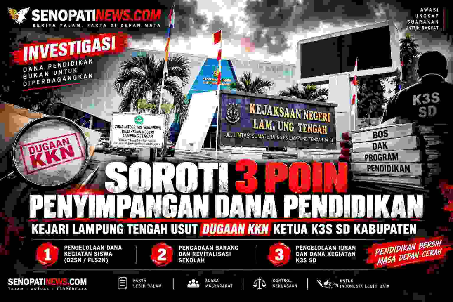 Soroti Tiga Poin Penyimpangan Dana Pendidikan, Kejari Lampung Tengah Usut Dugaan KKN Ketua K3S SD Kabupaten