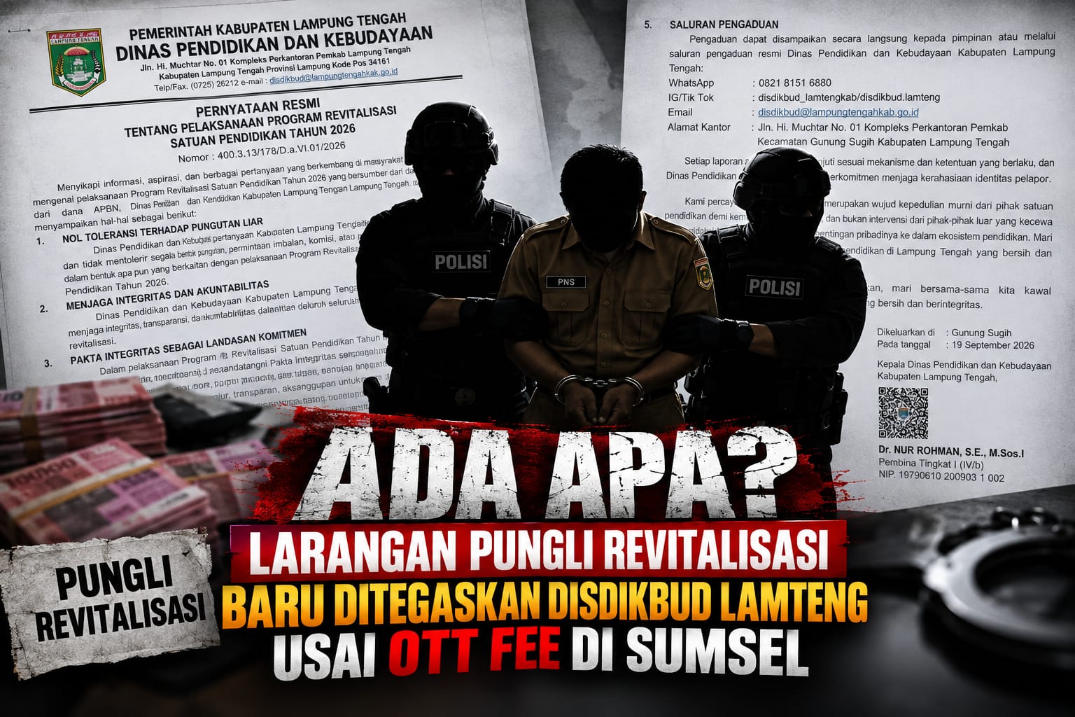 Pasca-OTT di Sumsel, Disdikbud Lampung Tengah Mendadak Terbitkan Surat Anti-Pungli Proyek Revitalisasi