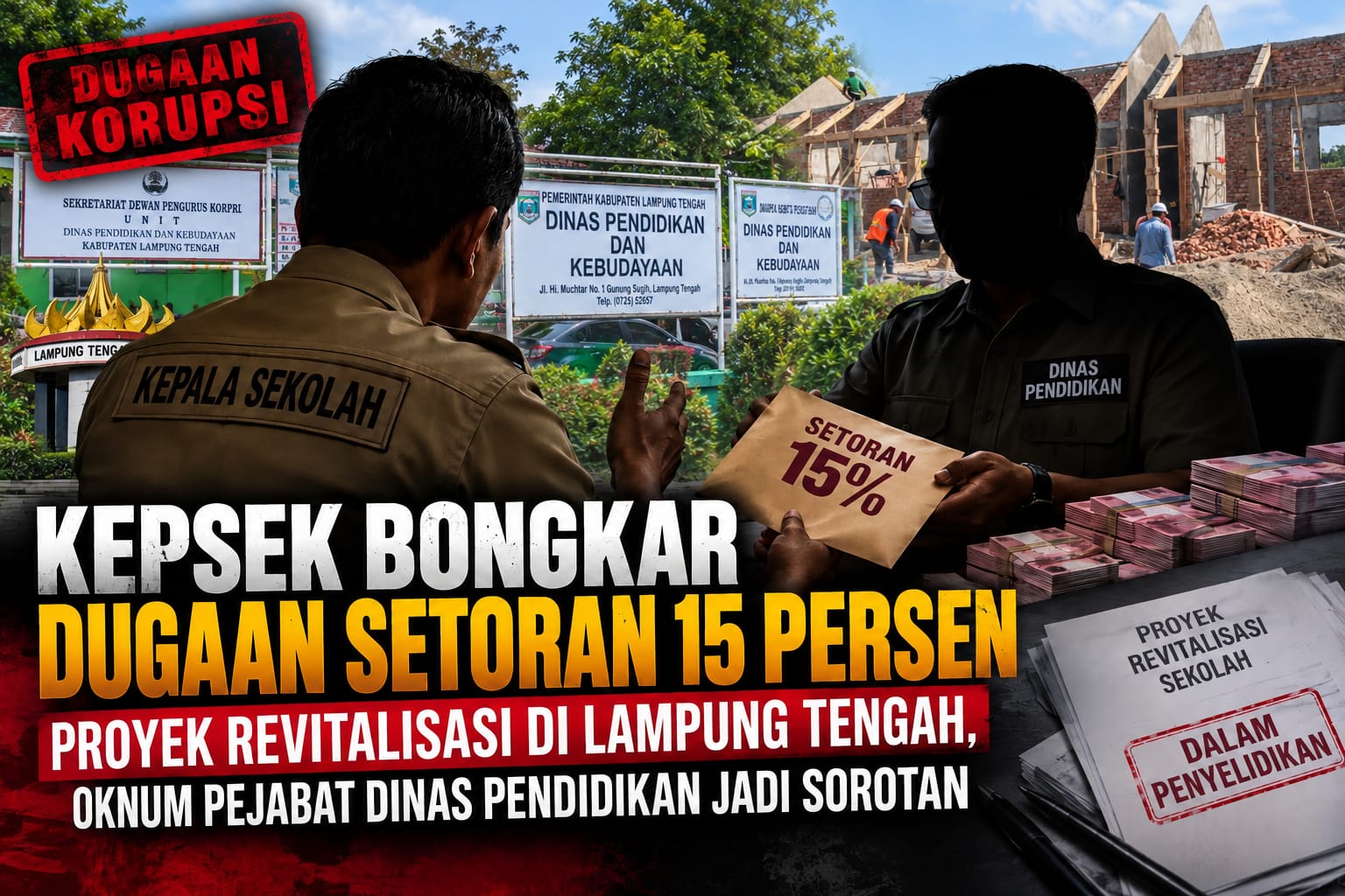 Kepsek Bongkar Dugaan Setoran 15 Persen Proyek Revitalisasi di Lampung Tengah, Oknum Pejabat Dinas Pendidikan Jadi Sorotan