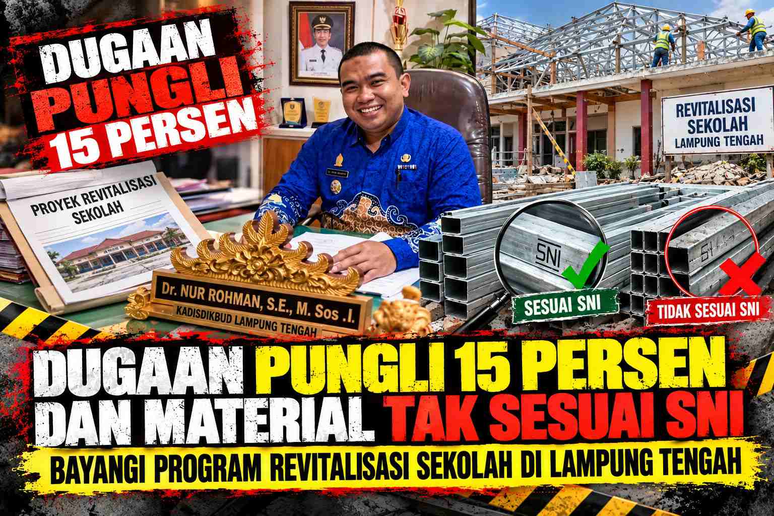 Dugaan Pungli 15 Persen dan Material Tak Sesuai SNI Bayangi Program Revitalisasi Sekolah di Lampung Tengah