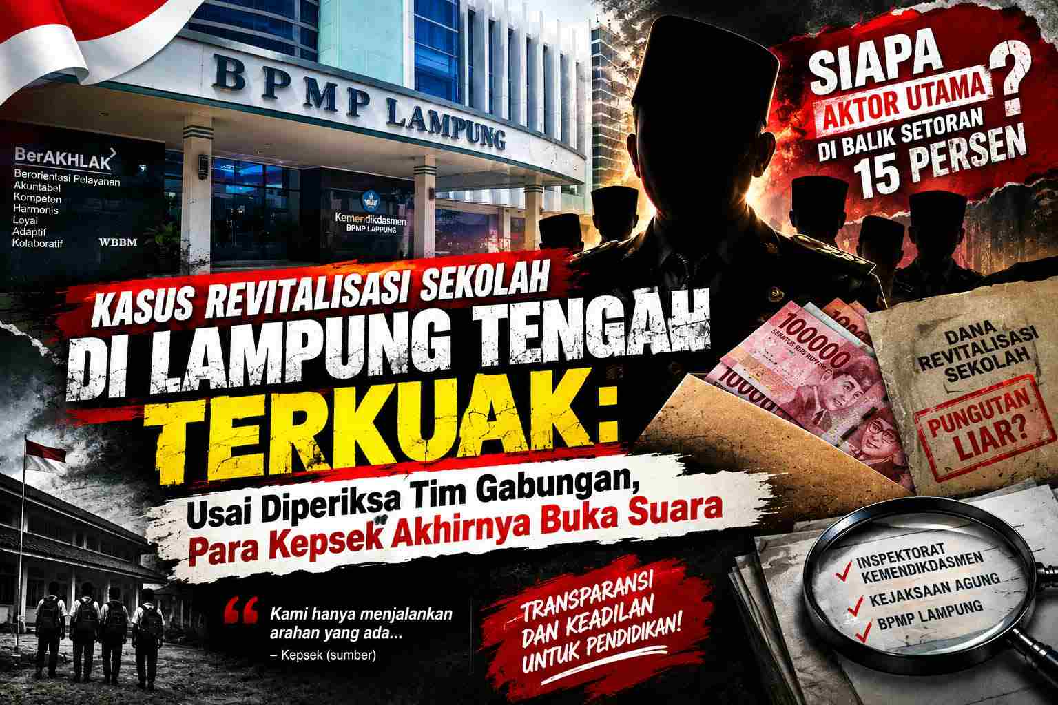 Kasus Revitalisasi Sekolah di Lampung Tengah Terkuak: Usai Diperiksa Tim Gabungan, Para Kepsek Akhirnya Buka Suara